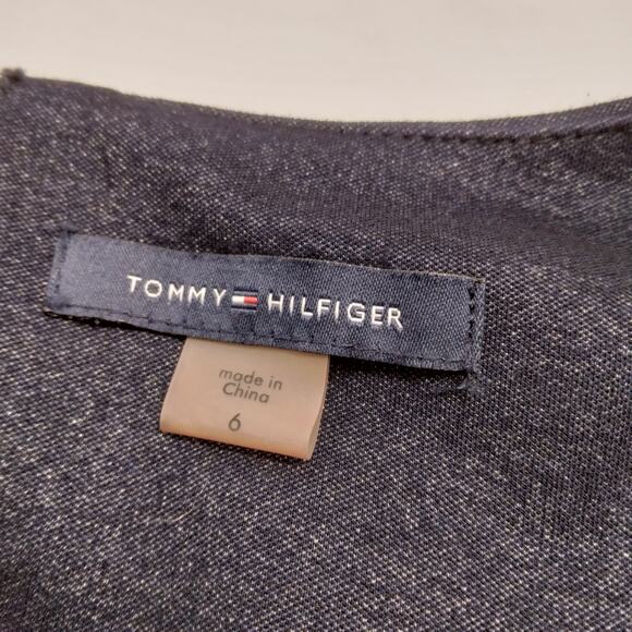 Tommy Hilfiger Indigo Fit and Flare Dress Size 8 Sparkle Denim Look Stretchy - Picture 4 of 15